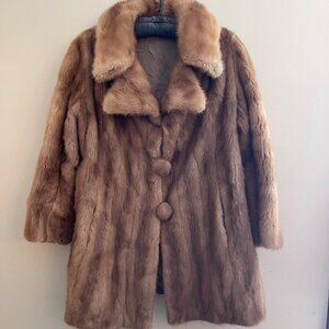 Natural AUTUMN HAZE Real MINK Fur Coat Jacket Golden Brown 60s Vintage